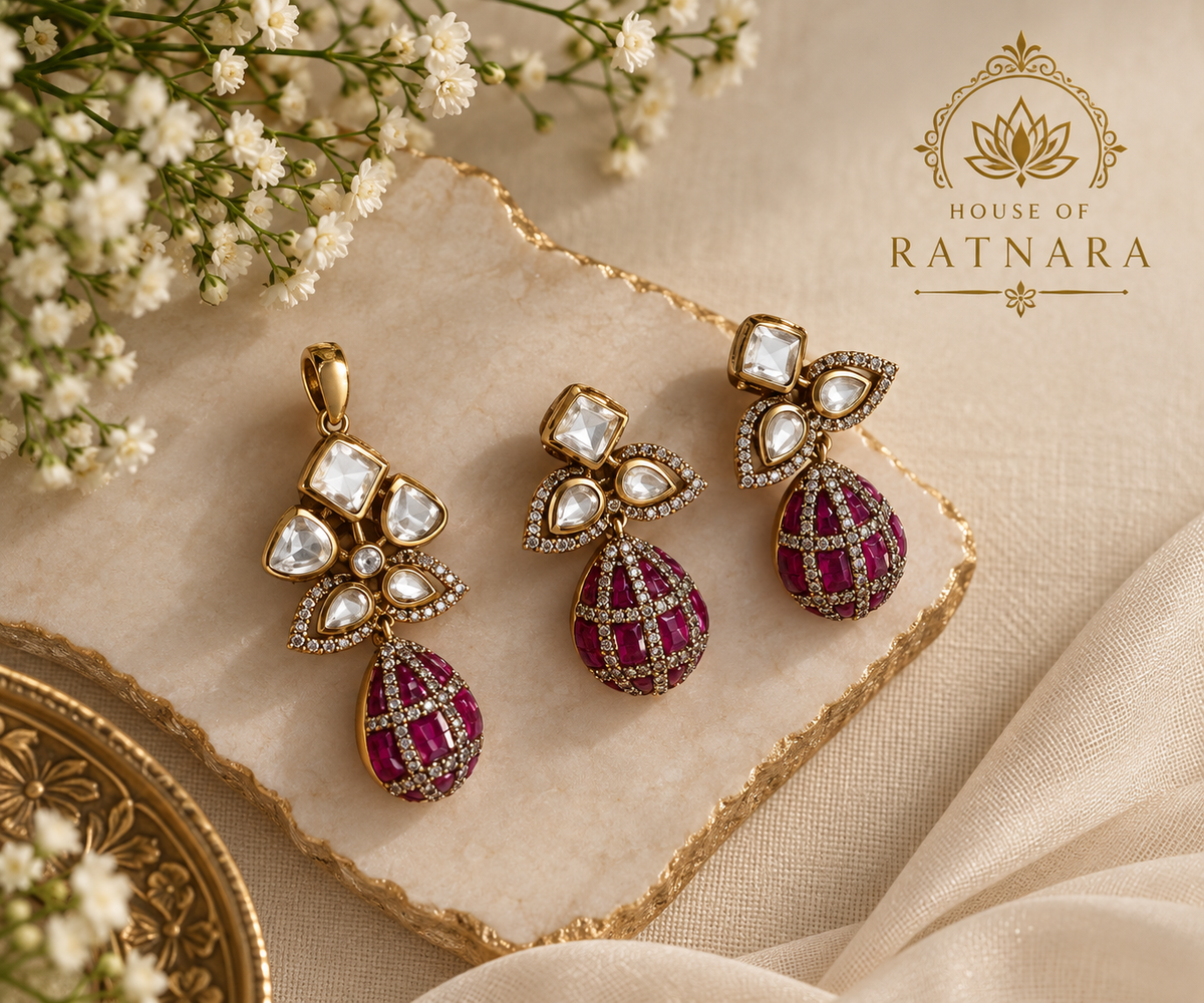 Gulnaar Polki Pendant Set