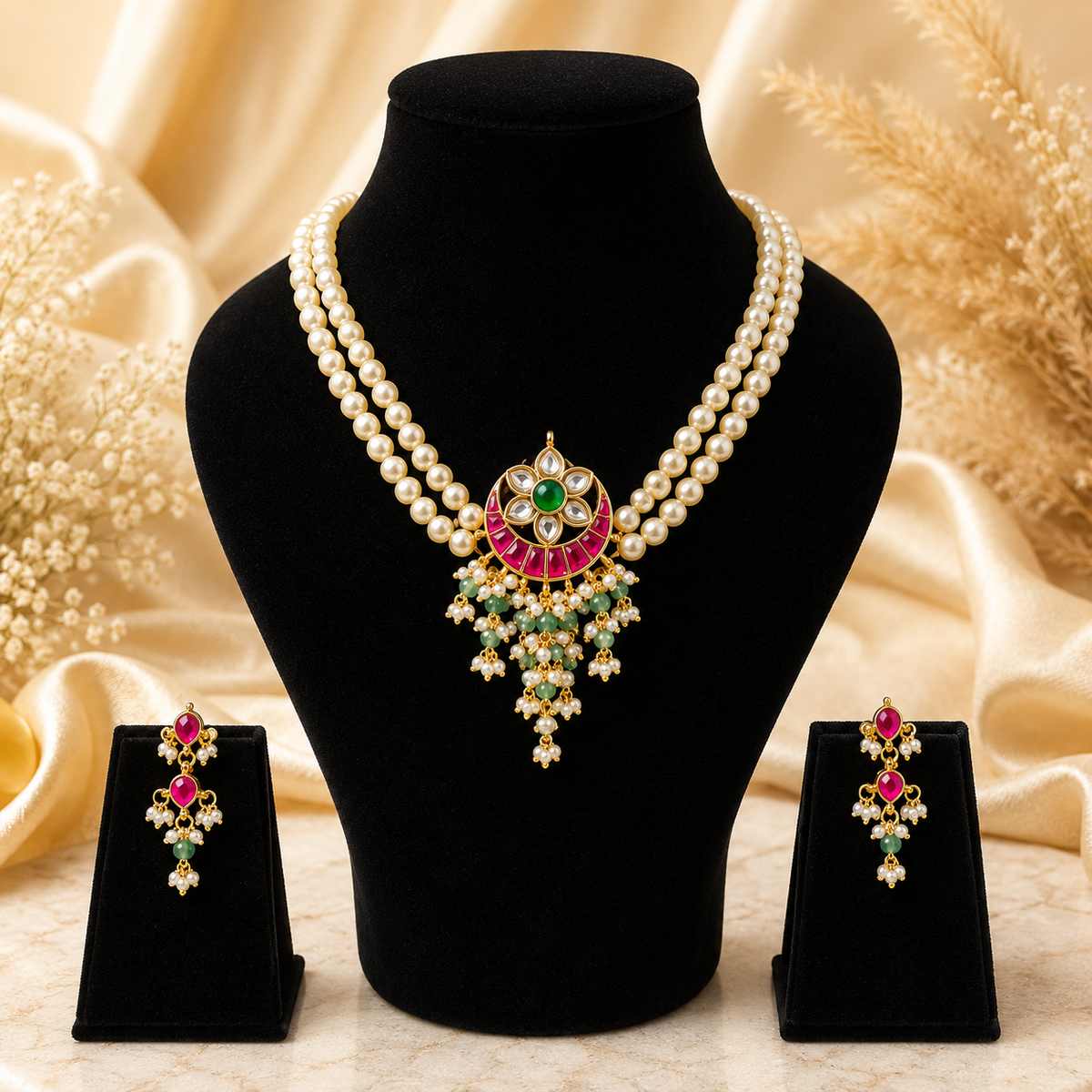 Meher Pearl Pendant Necklace Set