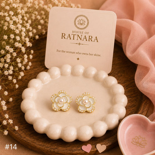 Pearl Blossom Stud Earrings