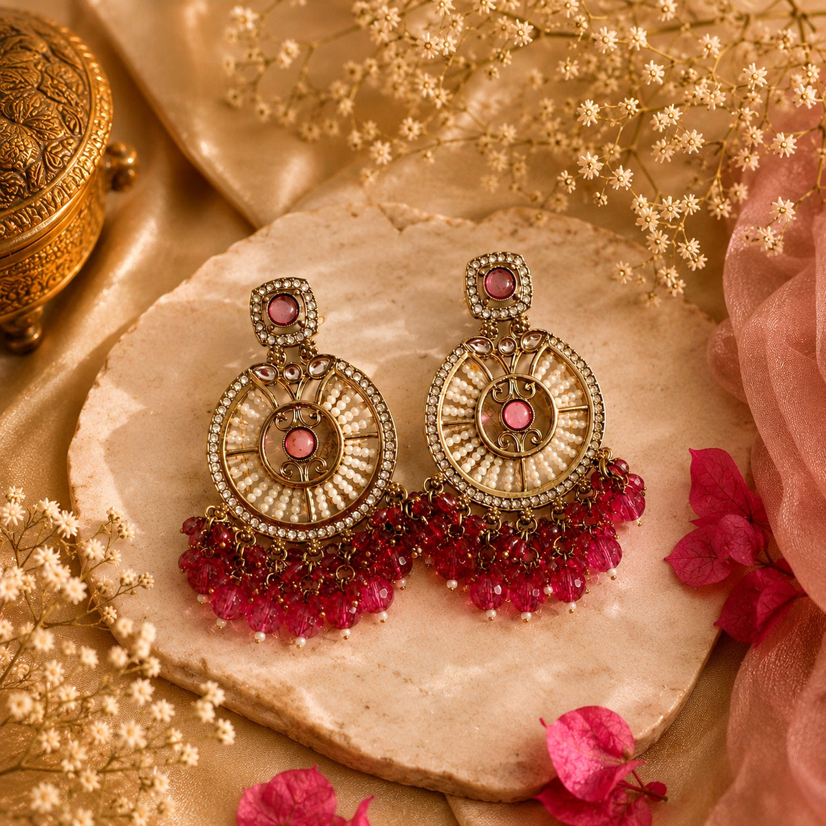 Meharma Pearl Chandbali Earrings