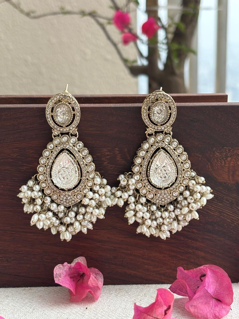 Pearl Drop Kundan Earrings