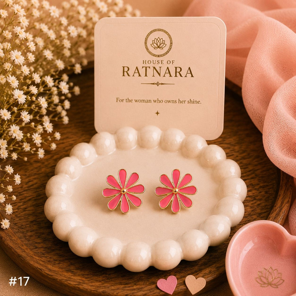 Rosé Daisy Bloom Stud Earrings