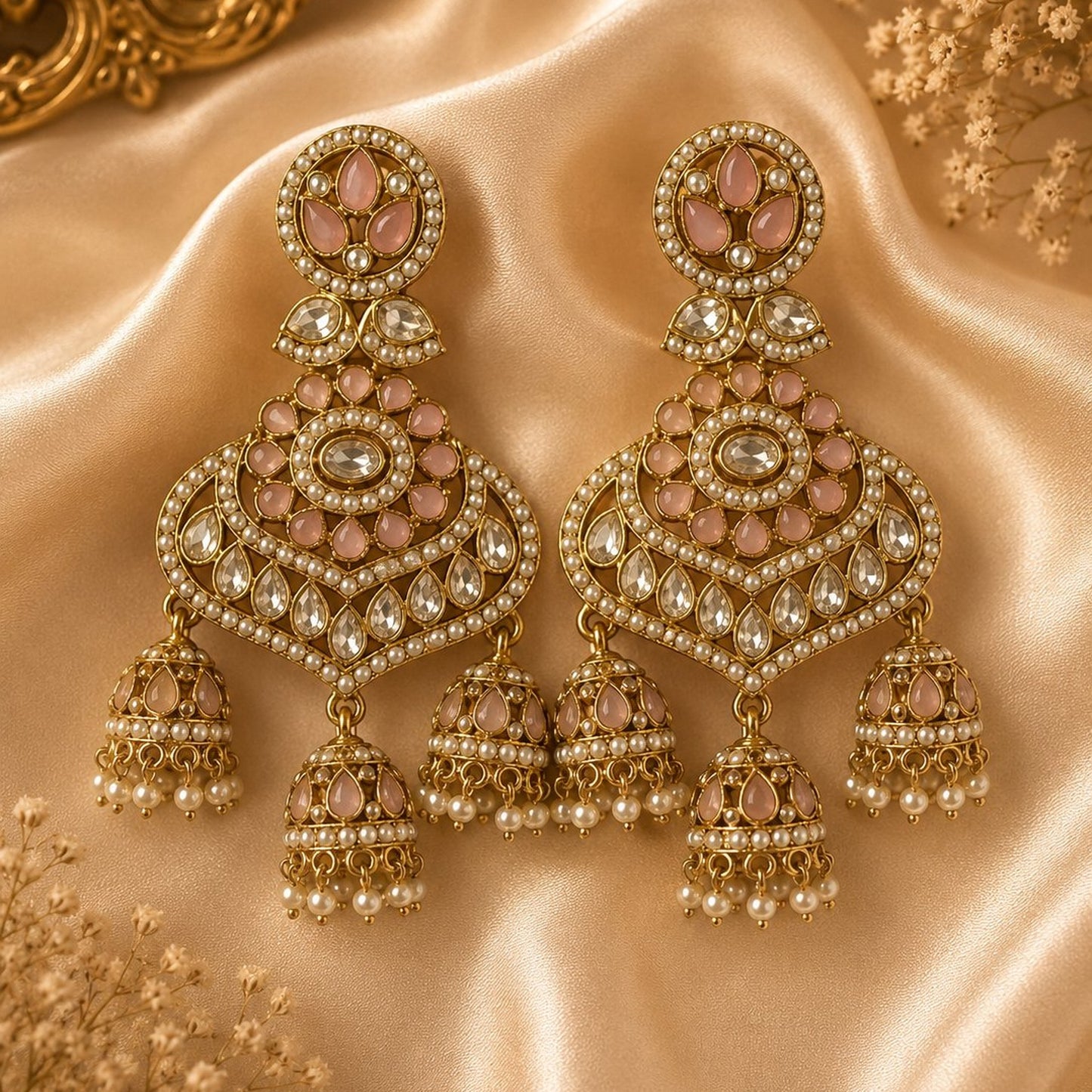Aara Peach Jhumka Earrings