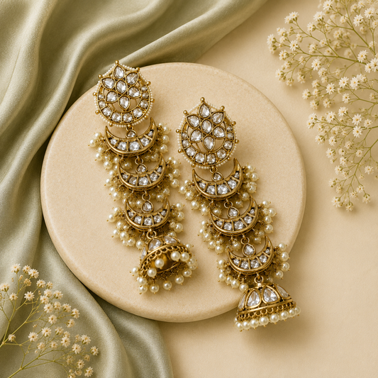 Noor Chand Pearl Cascade Earrings