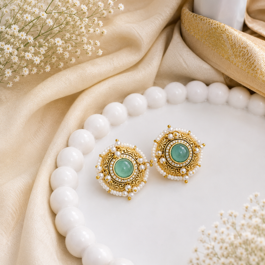 Mint Pearl Heritage Studs