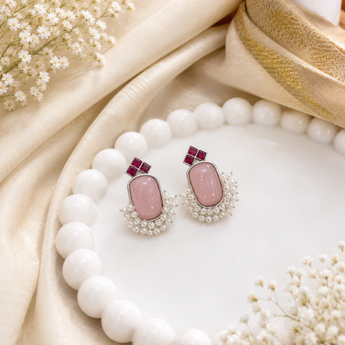 Blush Pearl Bloom Studs