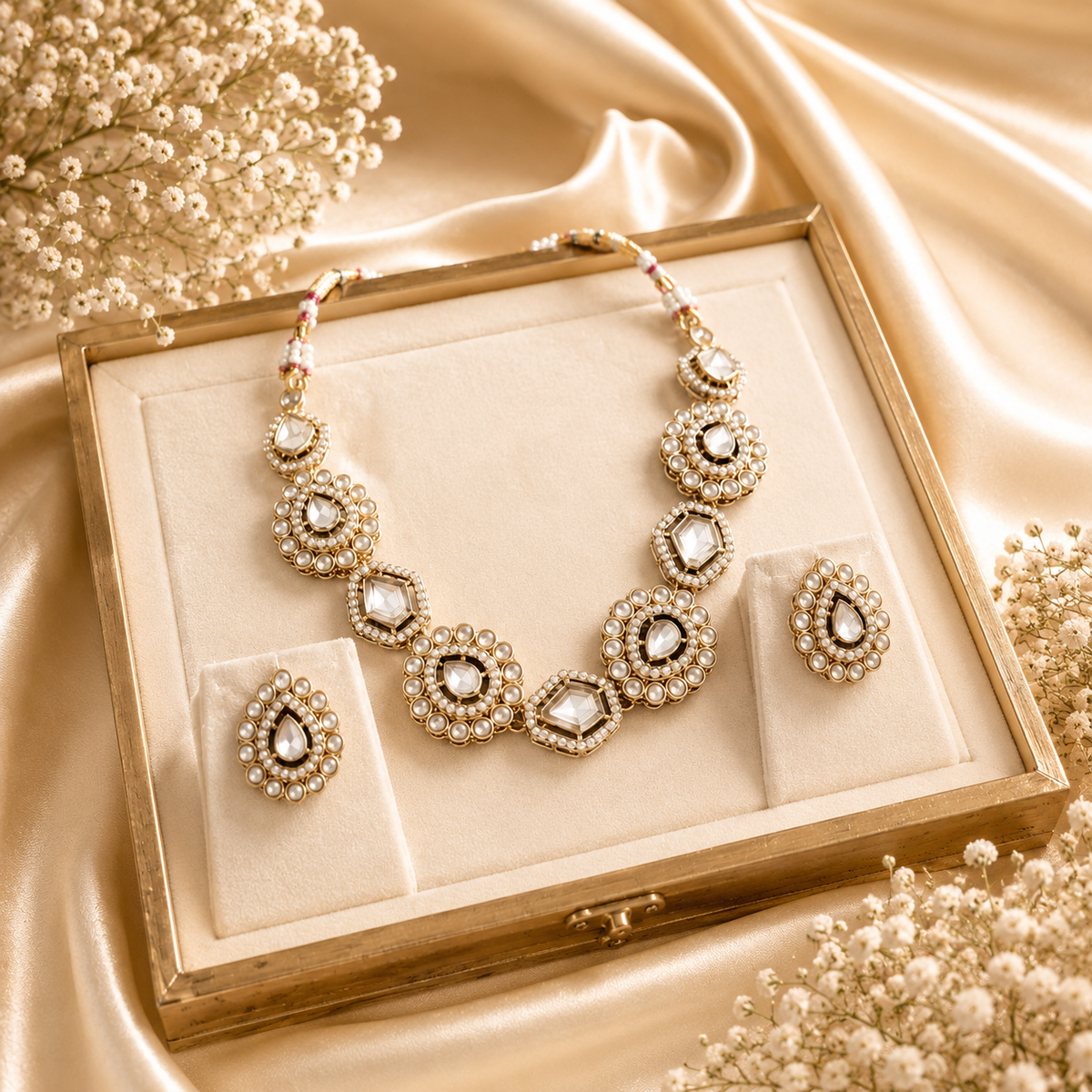Pearl Kundan Necklace Set