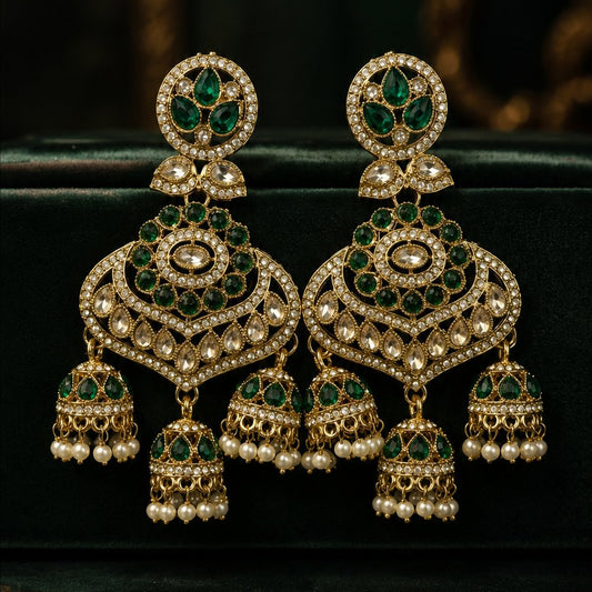 Emerald green maharani earrings