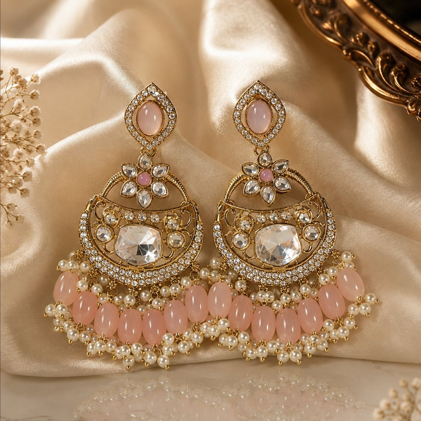 Gulabi Chandni Chandbali Earrings