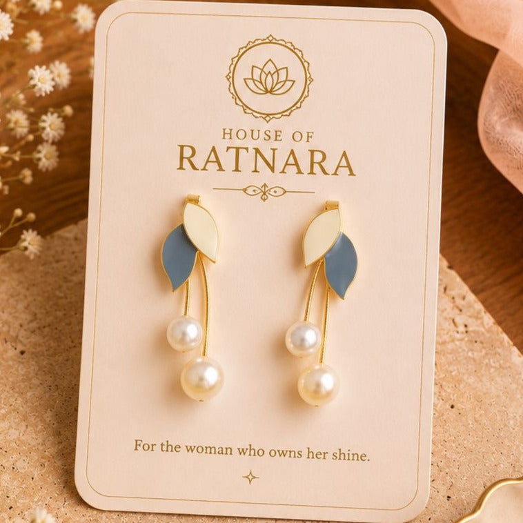 Azure Pearl Bloom Drop Earrings