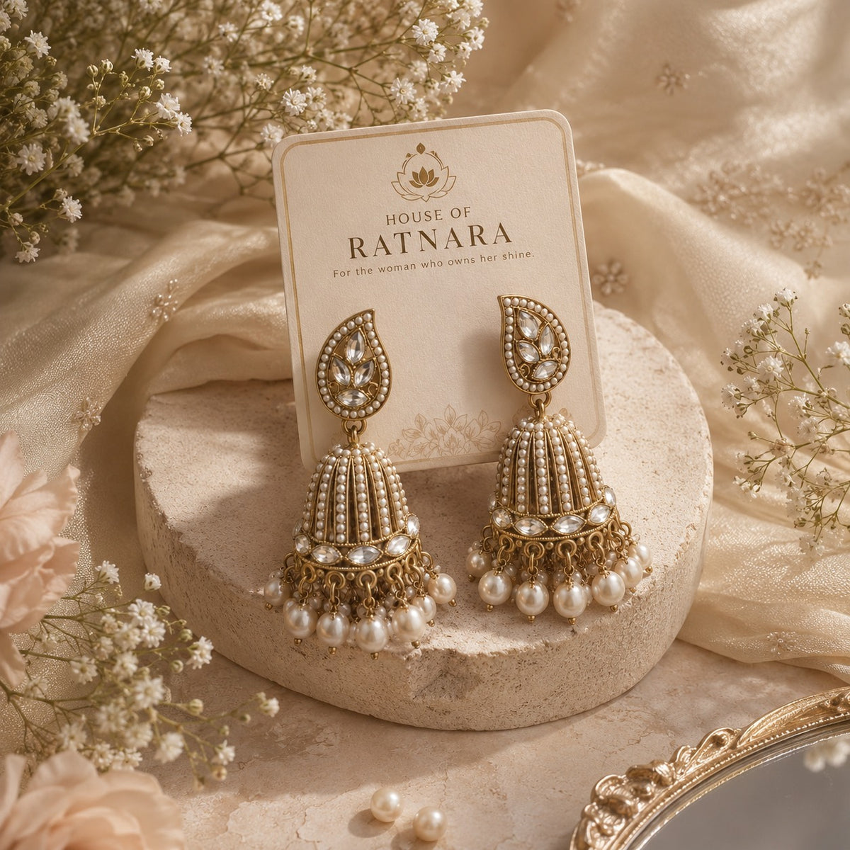 Anaya Pearl Jhumka Earrings